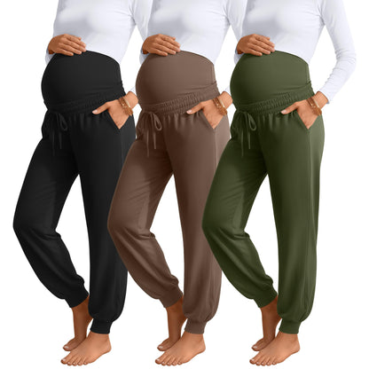 Sweetyweee 3 Pack Womens Maternity Pants Loose Pregnancy Joggers