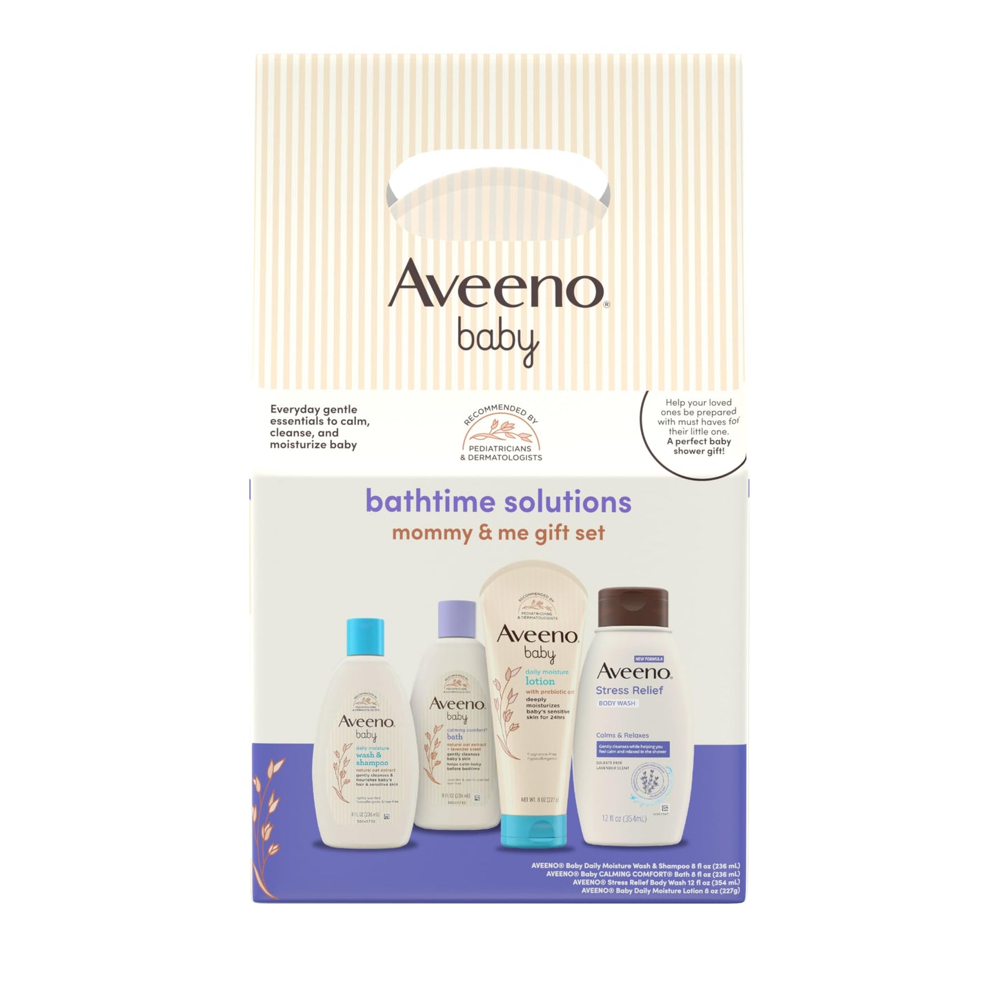 Aveeno Baby Gift Set, Baby Skincare Set with Nourishing Baby Body Wash & Shampoo, Calming Bath Wash, All Over Baby Wipes, Daily Moisturizing Lotion, & Baby Balm, 5 Items