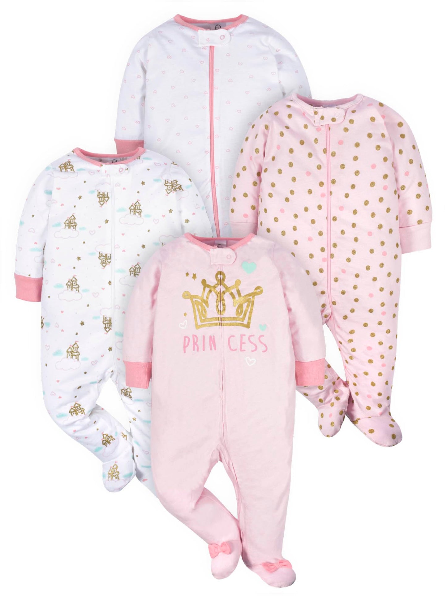 Gerber Baby Girls 4-Pack Sleep 'N Play Footie