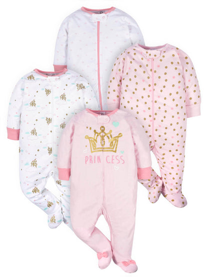 Gerber Baby Girls 4-Pack Sleep 'N Play Footie