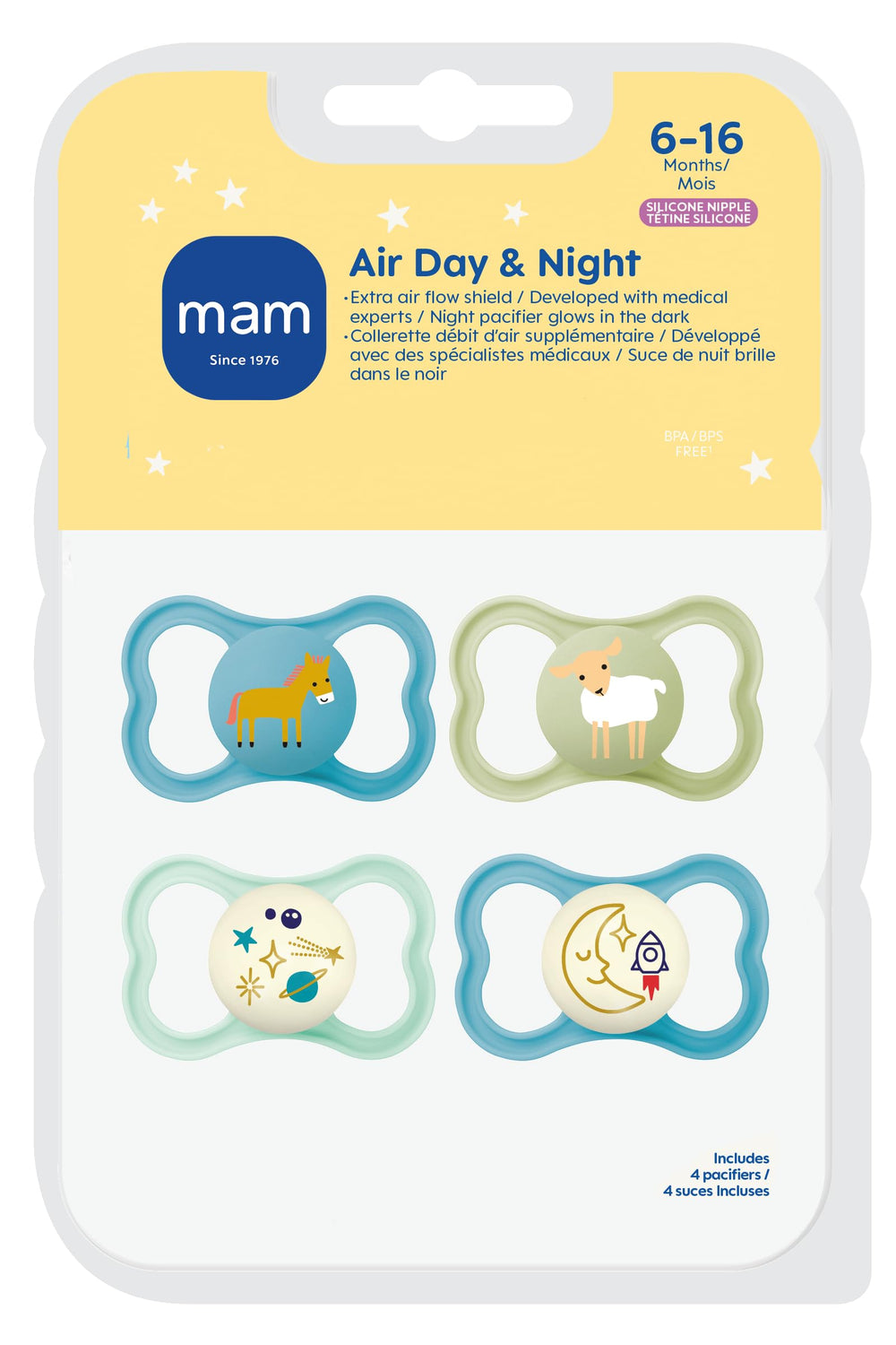 MAM Air Night & Day Baby Pacifier, for Sensitive Skin