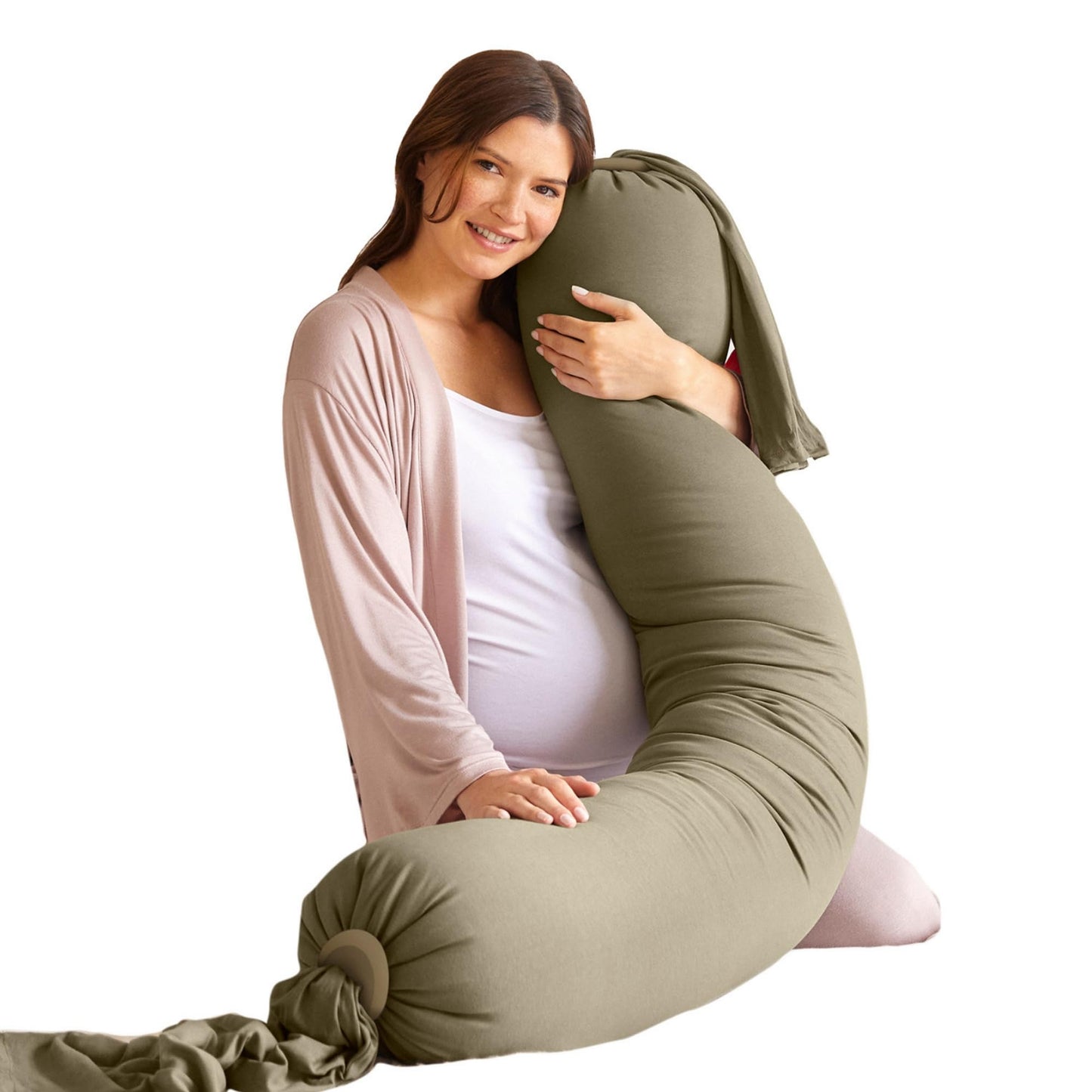bbhugme Adjustable Pregnancy Pillow – Full Body Support for Side Sleeping - Adjustable Firmness and Shape - Supports Back, Legs, Belly, Hips for Pregnant Women - Removable Cover