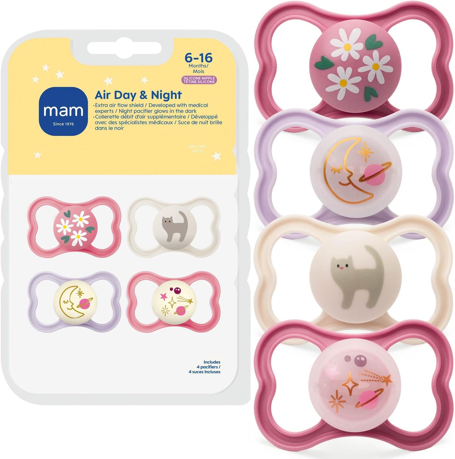MAM Air Night & Day Baby Pacifier, for Sensitive Skin