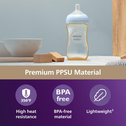 Philips Avent PPSU Natural Baby Bottles with Medium Flow Nipples (Flow 3)