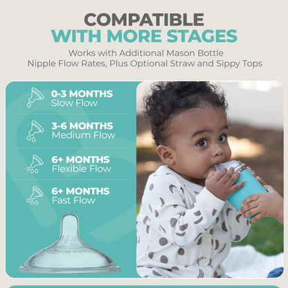 Mason Bottle Baby Glass Bottle Gift Set & Breastmilk Storage Set