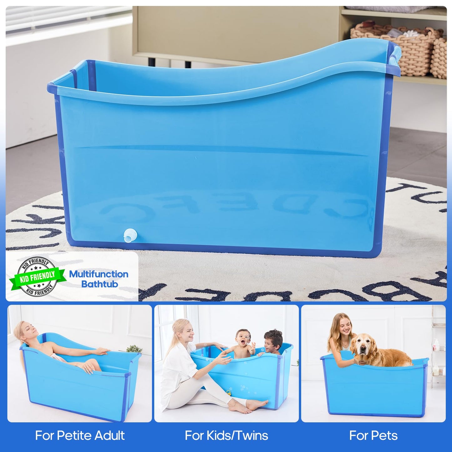Collapsible Baby Bathtub Foldable Bathtub for Toddler Portable with Thermometer and Storage