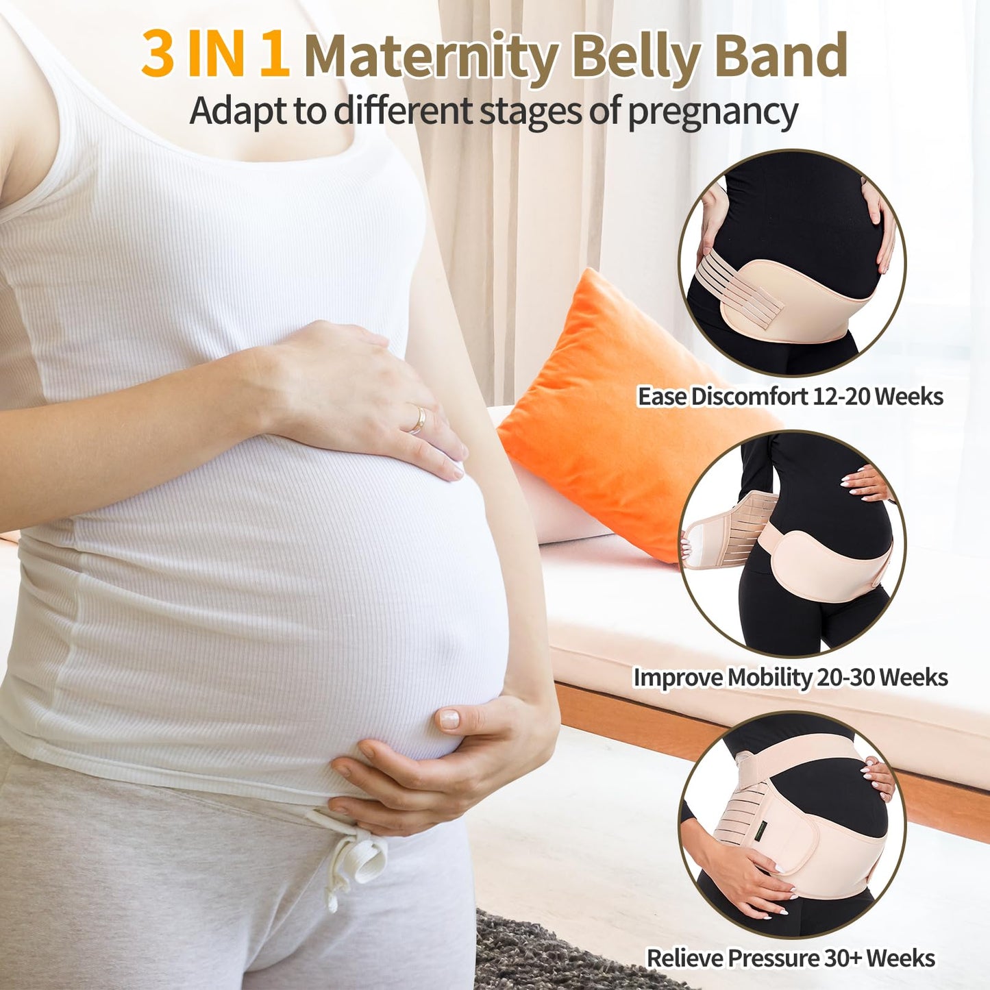 Maternity Belt Pregnancy Belly Band 3 in 1 Support Belt for Pregnant Women
