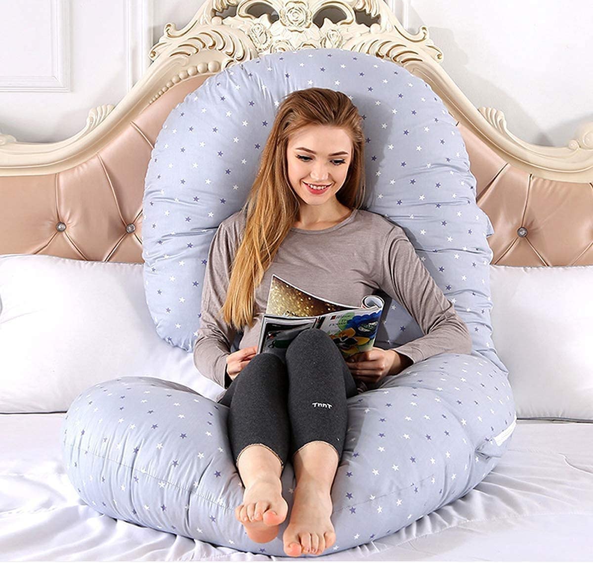 Pregnancy Pillow C Shaped Full Body Pillow Maternity Pillow Support for Back Legs Neck Hips for Pregnant Women with Removable Washable Cotton Cover (Color : E) (A)