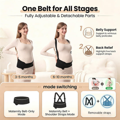 Paskyee 3-in-1 Pregnancy Belly Band – Adjustable Maternity Support Belt