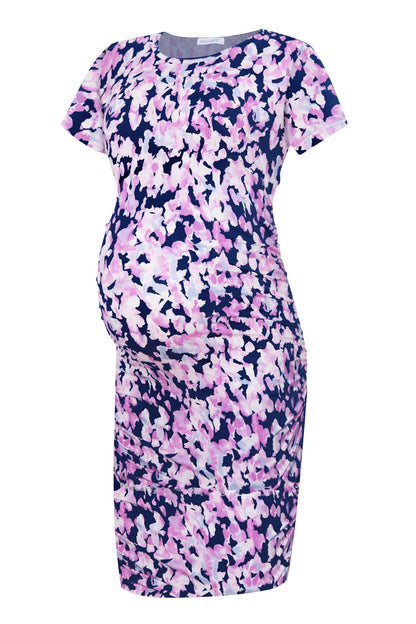 Smallshow Women's Short Sleeve Maternity Dress Ruched Pregnancy Clothes
