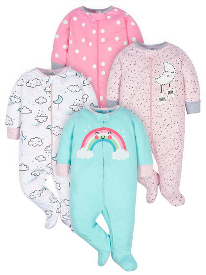 Gerber Baby Girls 4-Pack Sleep 'N Play Footie