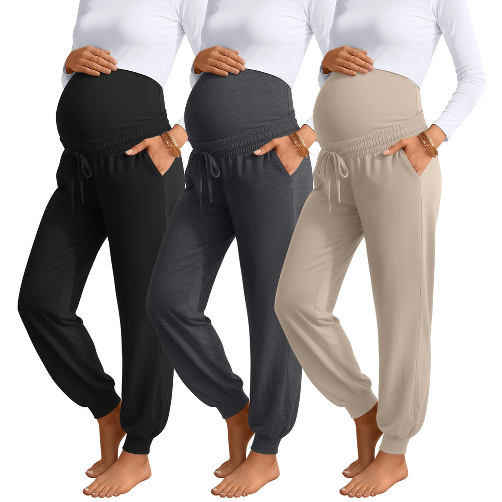 Sweetyweee 3 Pack Womens Maternity Pants Loose Pregnancy Joggers