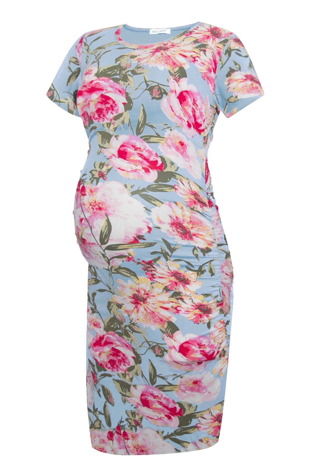 Smallshow Women's Short Sleeve Maternity Dress Ruched Pregnancy Clothes