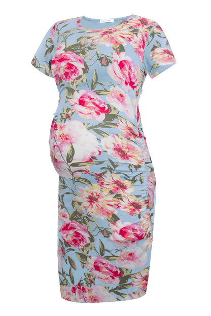 Smallshow Women's Short Sleeve Maternity Dress Ruched Pregnancy Clothes