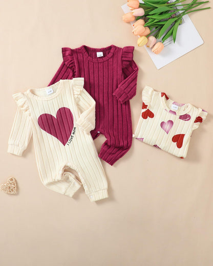 SUNNY PIGGY Baby Girl Clothes 3‑Pack Long Sleeve Romper Infant Outfits