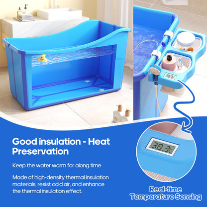Collapsible Baby Bathtub Foldable Bathtub for Toddler Portable with Thermometer and Storage