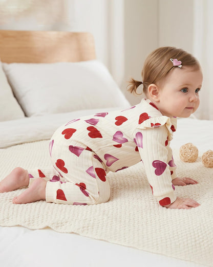 SUNNY PIGGY Baby Girl Clothes 3‑Pack Long Sleeve Romper Infant Outfits
