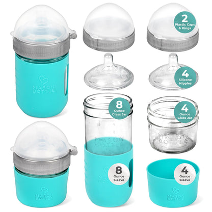 Mason Bottle Baby Glass Bottle Gift Set & Breastmilk Storage Set