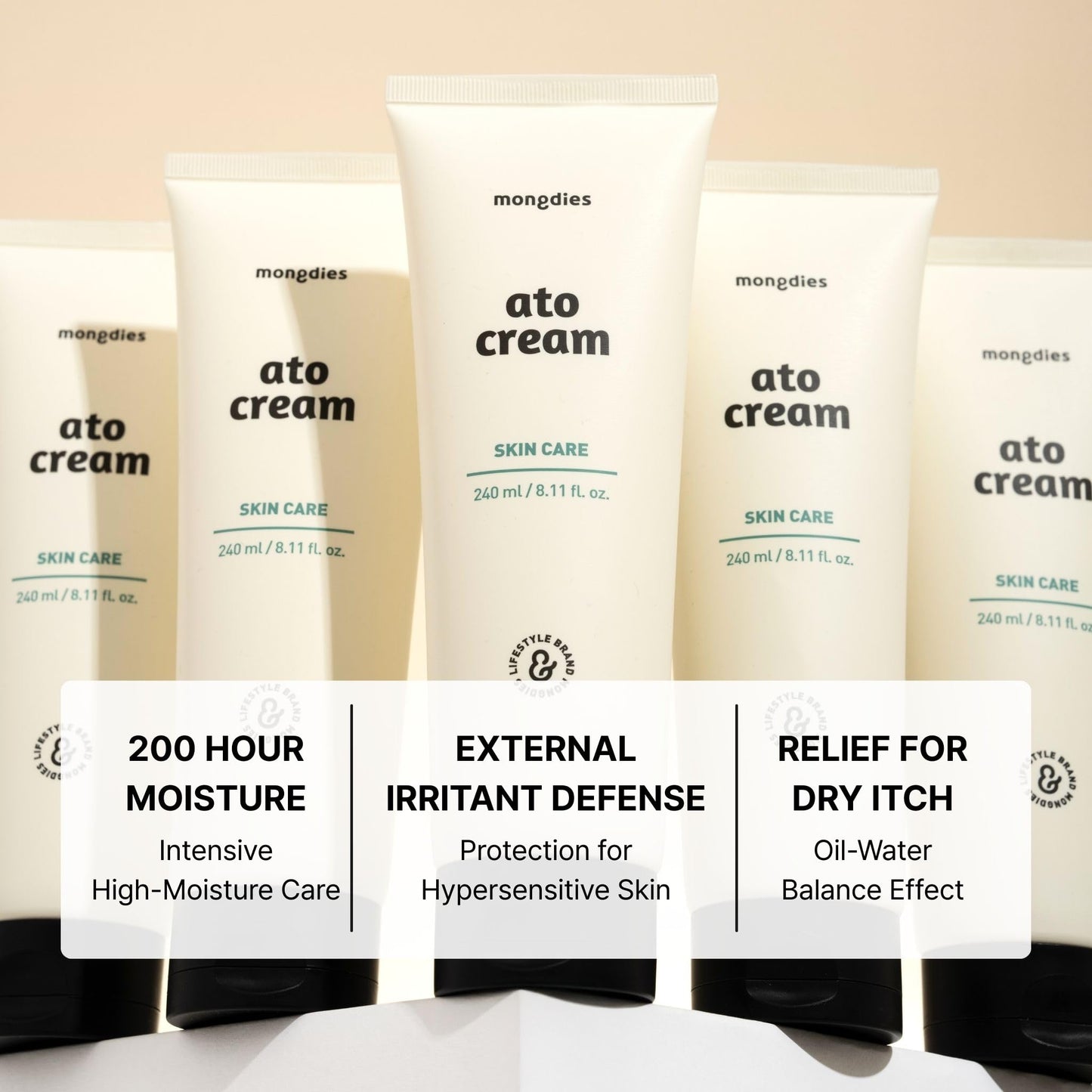 Mongdies Baby Ato Cream | 200 Hr Long Lasting Hydration | Patented Ceracine™ & 6 Layer Ceramide Barrier Care | Intensive Moisturizer for Dry&Sensitive Skin | Dermatologist Tested | 8.11 fl oz