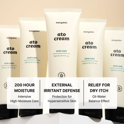 Mongdies Baby Ato Cream | 200 Hr Long Lasting Hydration | Patented Ceracine™ & 6 Layer Ceramide Barrier Care | Intensive Moisturizer for Dry&Sensitive Skin | Dermatologist Tested | 8.11 fl oz