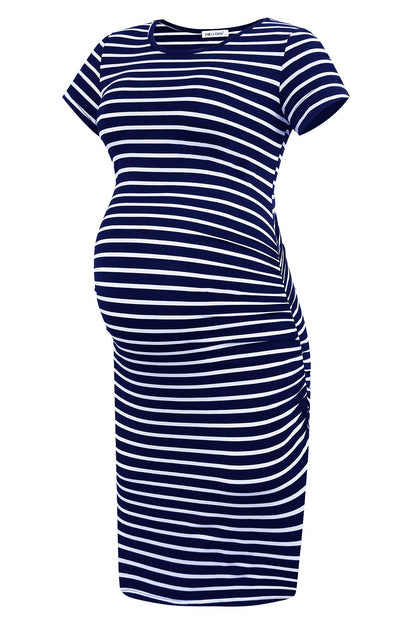 Smallshow Women's Short Sleeve Maternity Dress Ruched Pregnancy Clothes