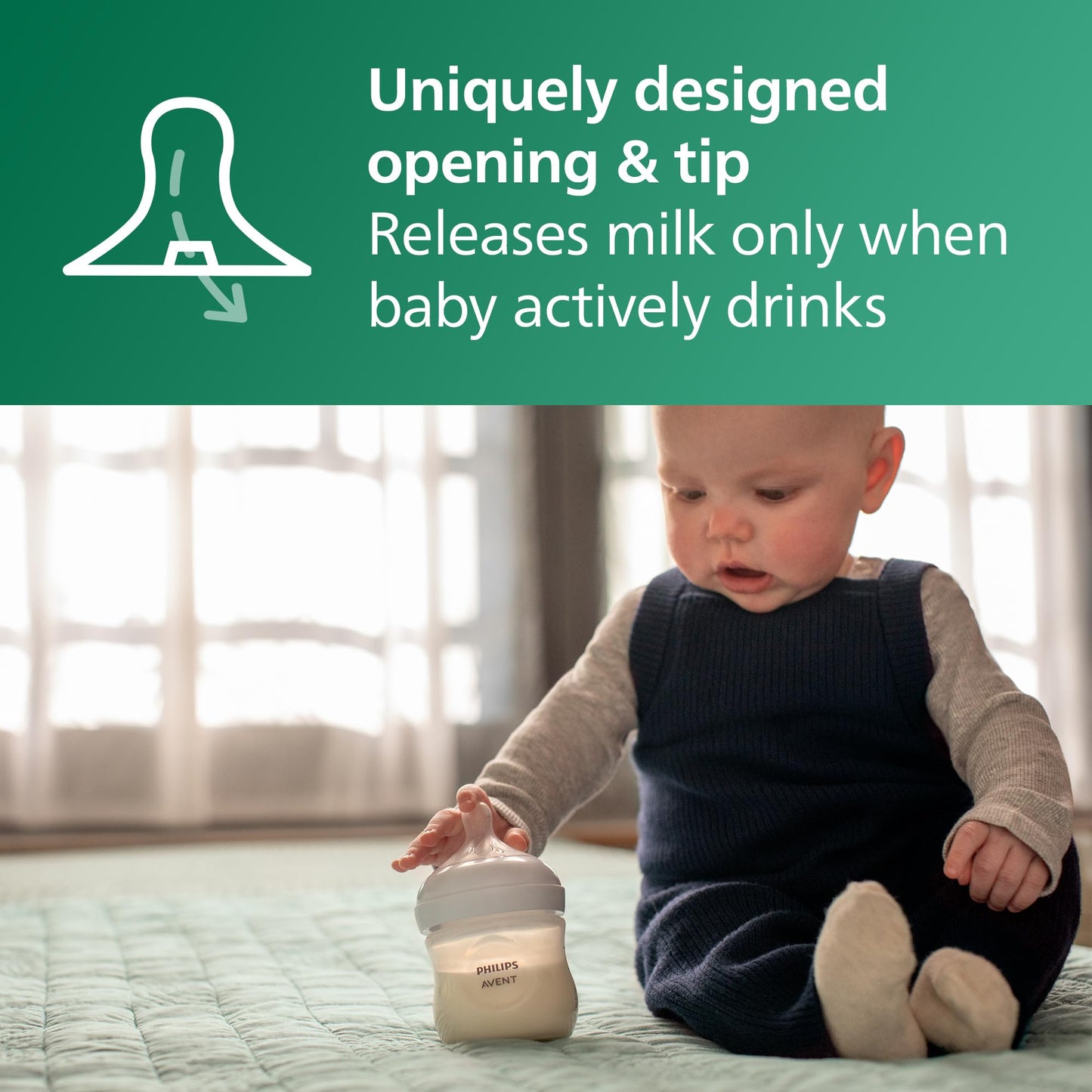 Philips Avent Glass Natural Baby Bottle with Natural Response Nipple.