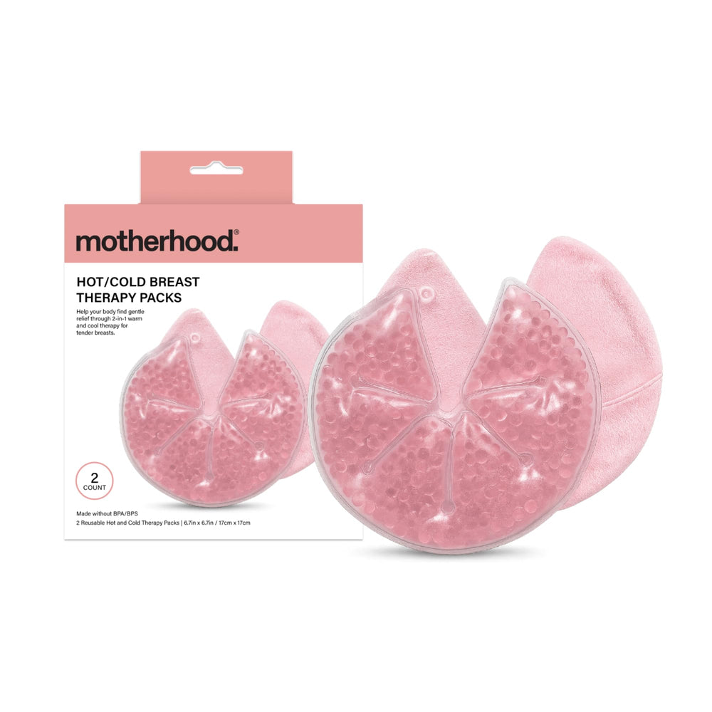 Motherhood Maternity Breast Therapy Packs for Breastfeeding – Hot & Cold Gel Packs for Engorgement, Plugged Ducts & Mastitis Relief, Reusable, Fits Pump Flanges, 2 Pack