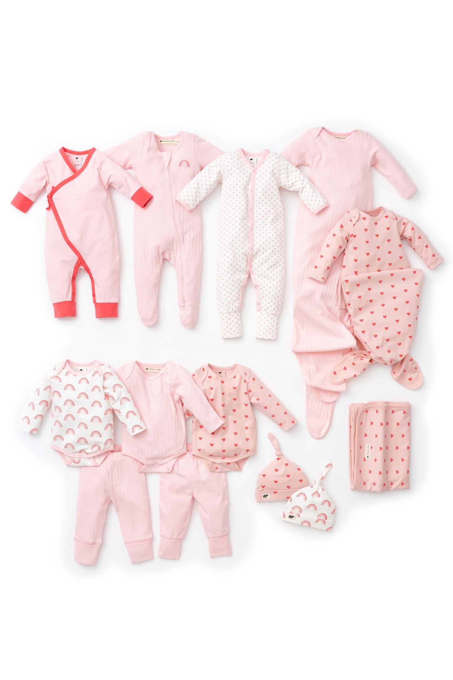 MONICA + ANDY Soft Start Box, Organic Cotton Baby Clothes Set, Super Soft 13-Piece Newborn & Infant Baby Gift Set