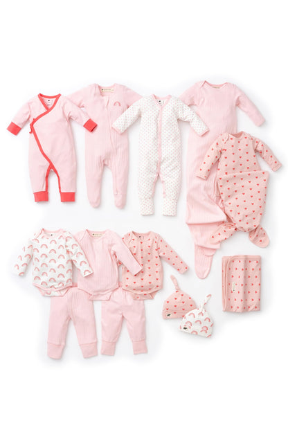 MONICA + ANDY Soft Start Box, Organic Cotton Baby Clothes Set, Super Soft 13-Piece Newborn & Infant Baby Gift Set