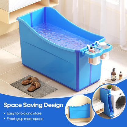 Collapsible Baby Bathtub Foldable Bathtub for Toddler Portable with Thermometer and Storage