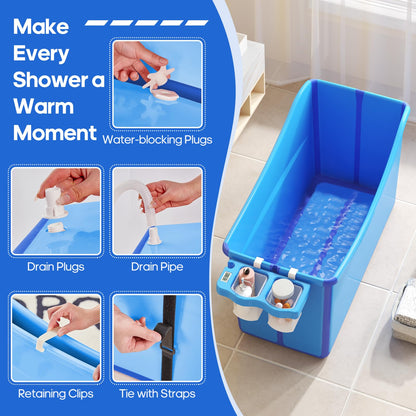 Collapsible Baby Bathtub Foldable Bathtub for Toddler Portable with Thermometer and Storage