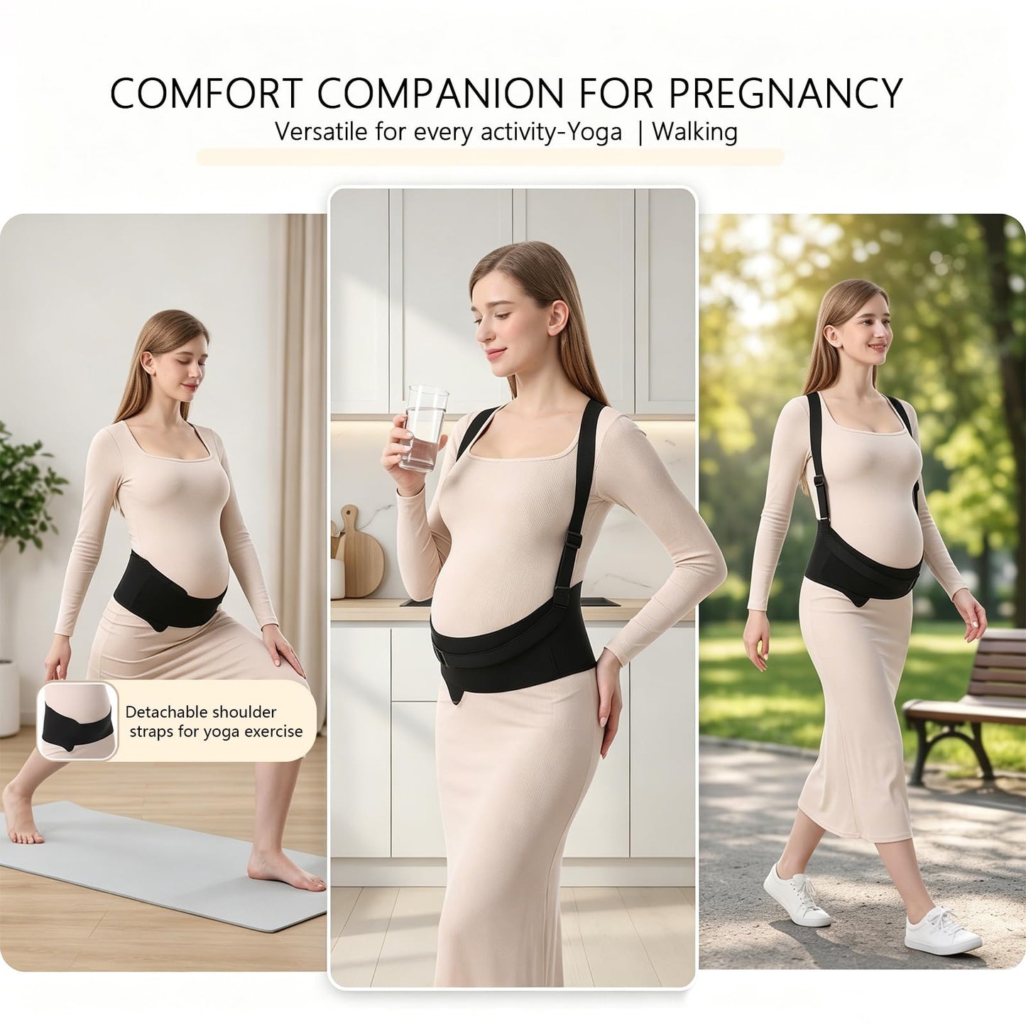 Paskyee 3-in-1 Pregnancy Belly Band – Adjustable Maternity Support Belt