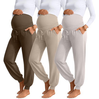 Sweetyweee 3 Pack Womens Maternity Pants Loose Pregnancy Joggers