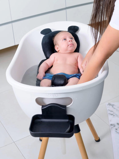 Babu Bath Luxury Standing Baby Bathtub, 3-Stage Convertible with Wooden Stand, Ergonomic Design