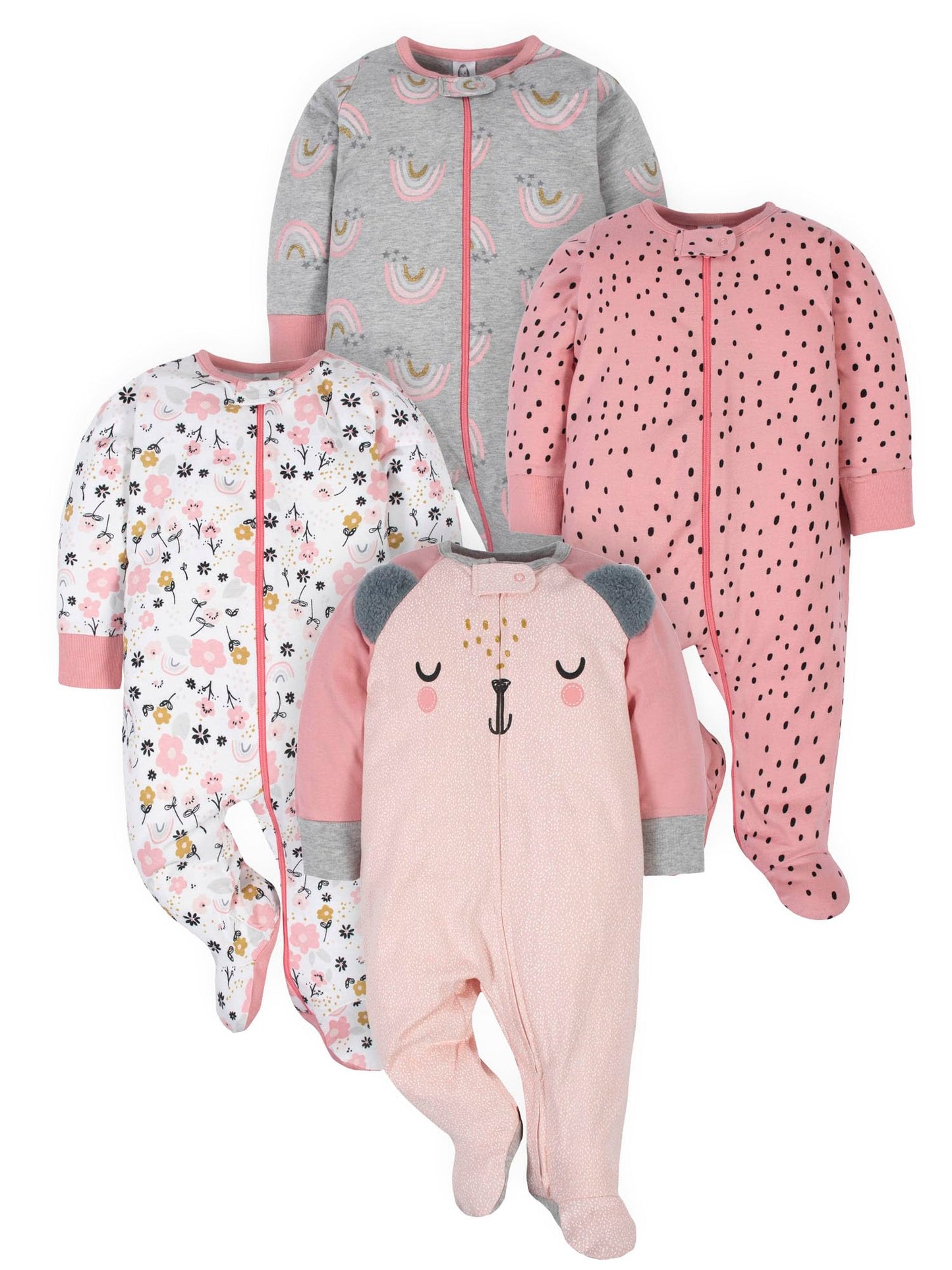 Gerber Baby Girls 4-Pack Sleep 'N Play Footie