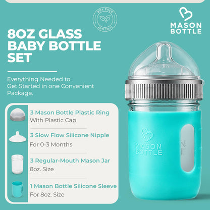Mason Bottle Baby Glass Bottle Gift Set & Breastmilk Storage Set