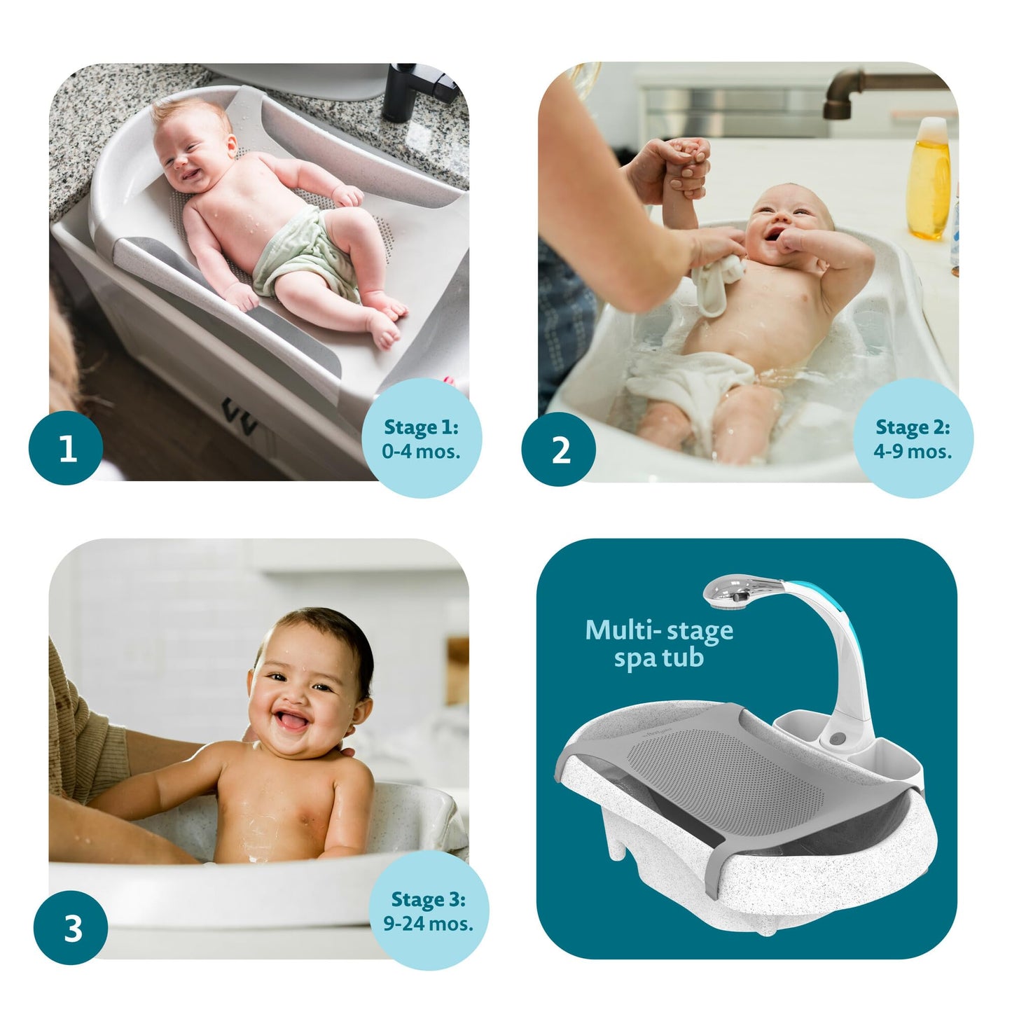 The First Years Rain Shower Baby Spa Baby Bathtub for Newborn to Toddler with Soothing Spray