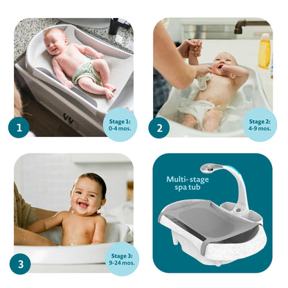 The First Years Rain Shower Baby Spa Baby Bathtub for Newborn to Toddler with Soothing Spray