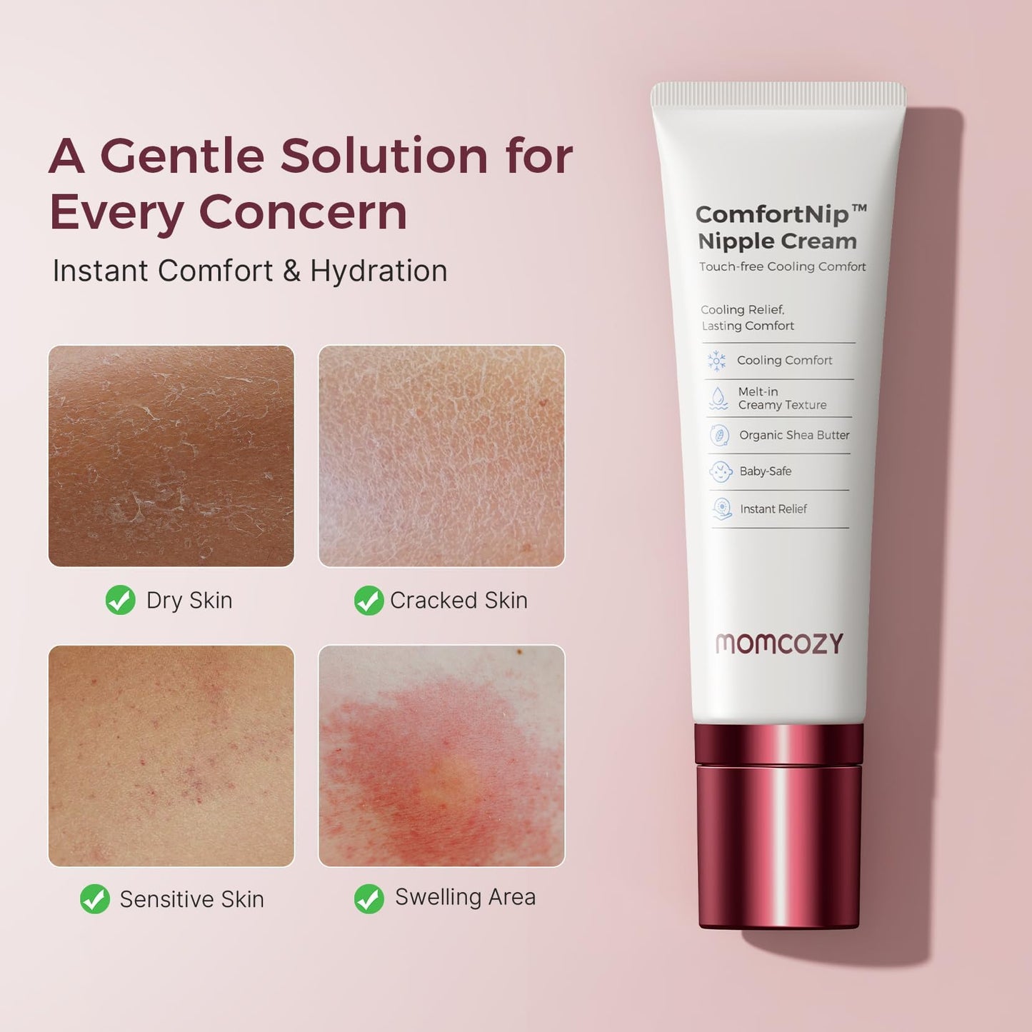 Momcozy Cooling Nipple Cream Safe for Breastfeeding, Lanolin-Free,1.76oz
