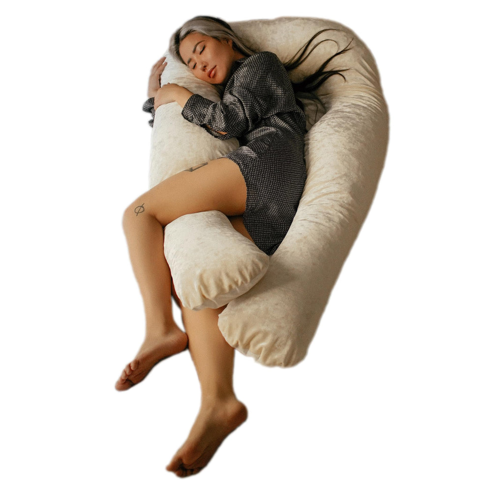 YANA Body Pillow | Luxury Body & Pregnancy Pillow - Organic Bamboo Cotton - Natural Latex Fill - Ergonomic Design - Double Sided - Washable