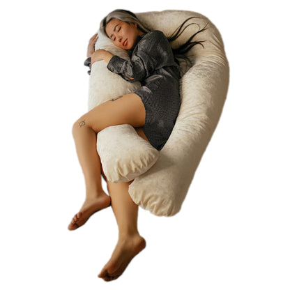 YANA Body Pillow | Luxury Body & Pregnancy Pillow - Organic Bamboo Cotton - Natural Latex Fill - Ergonomic Design - Double Sided - Washable