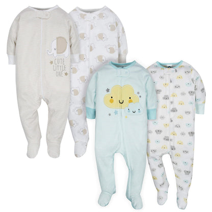 Gerber Baby Girls 4-Pack Sleep 'N Play Footie
