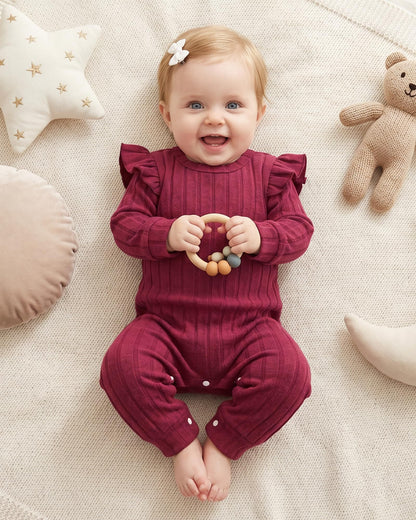 SUNNY PIGGY Baby Girl Clothes 3‑Pack Long Sleeve Romper Infant Outfits