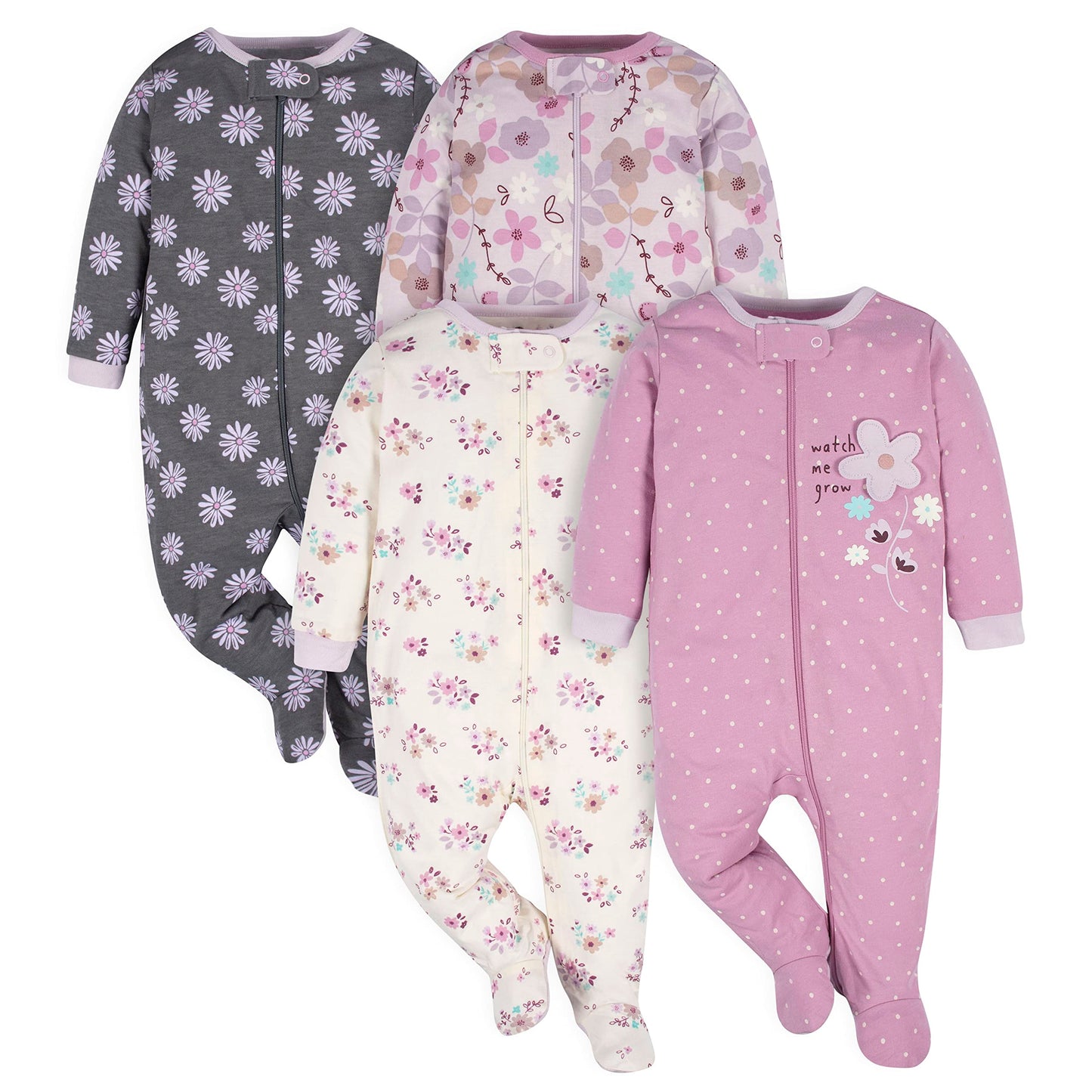 Gerber Baby Girls 4-Pack Sleep 'N Play Footie