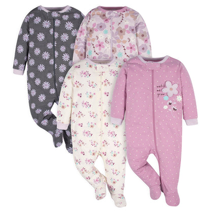 Gerber Baby Girls 4-Pack Sleep 'N Play Footie