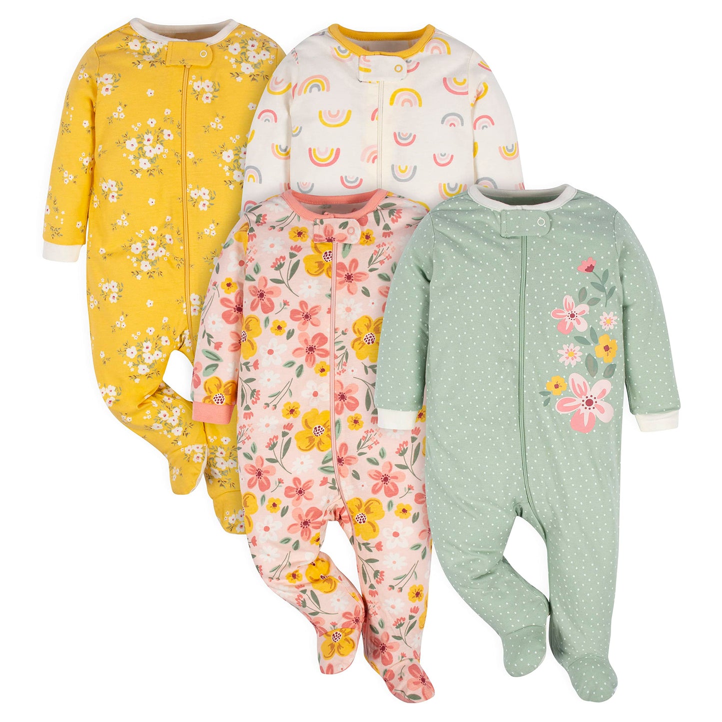 Gerber Baby Girls 4-Pack Sleep 'N Play Footie