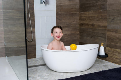 Babu Bath Luxury Standing Baby Bathtub, 3-Stage Convertible with Wooden Stand, Ergonomic Design