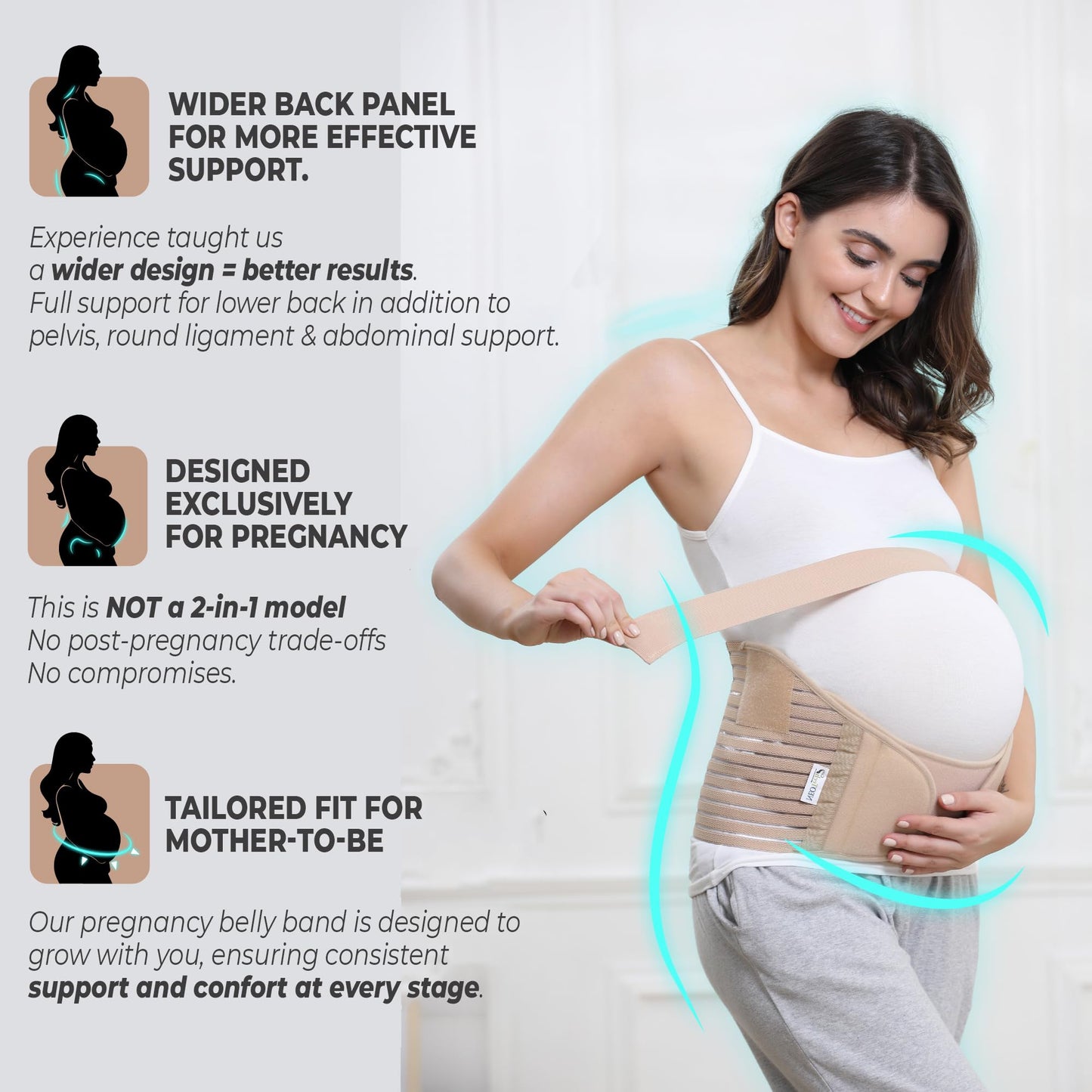 NeoTech Care Pregnancy Belly Band, Maternity Belt, for Pregnancy Belly Support, Back/Pelvic Support