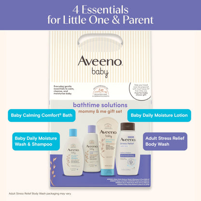 Aveeno Baby Gift Set, Baby Skincare Set with Nourishing Baby Body Wash & Shampoo, Calming Bath Wash, All Over Baby Wipes, Daily Moisturizing Lotion, & Baby Balm, 5 Items