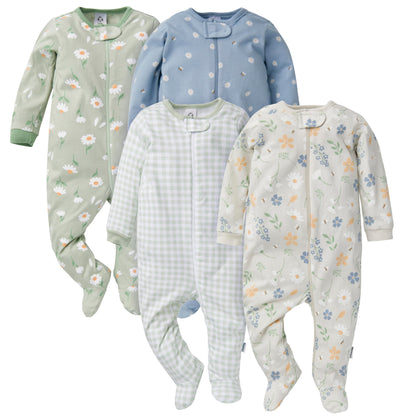 Gerber Baby Girls 4-Pack Sleep 'N Play Footie
